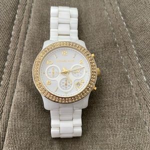 Michael Kors white and gold ceramic watch
